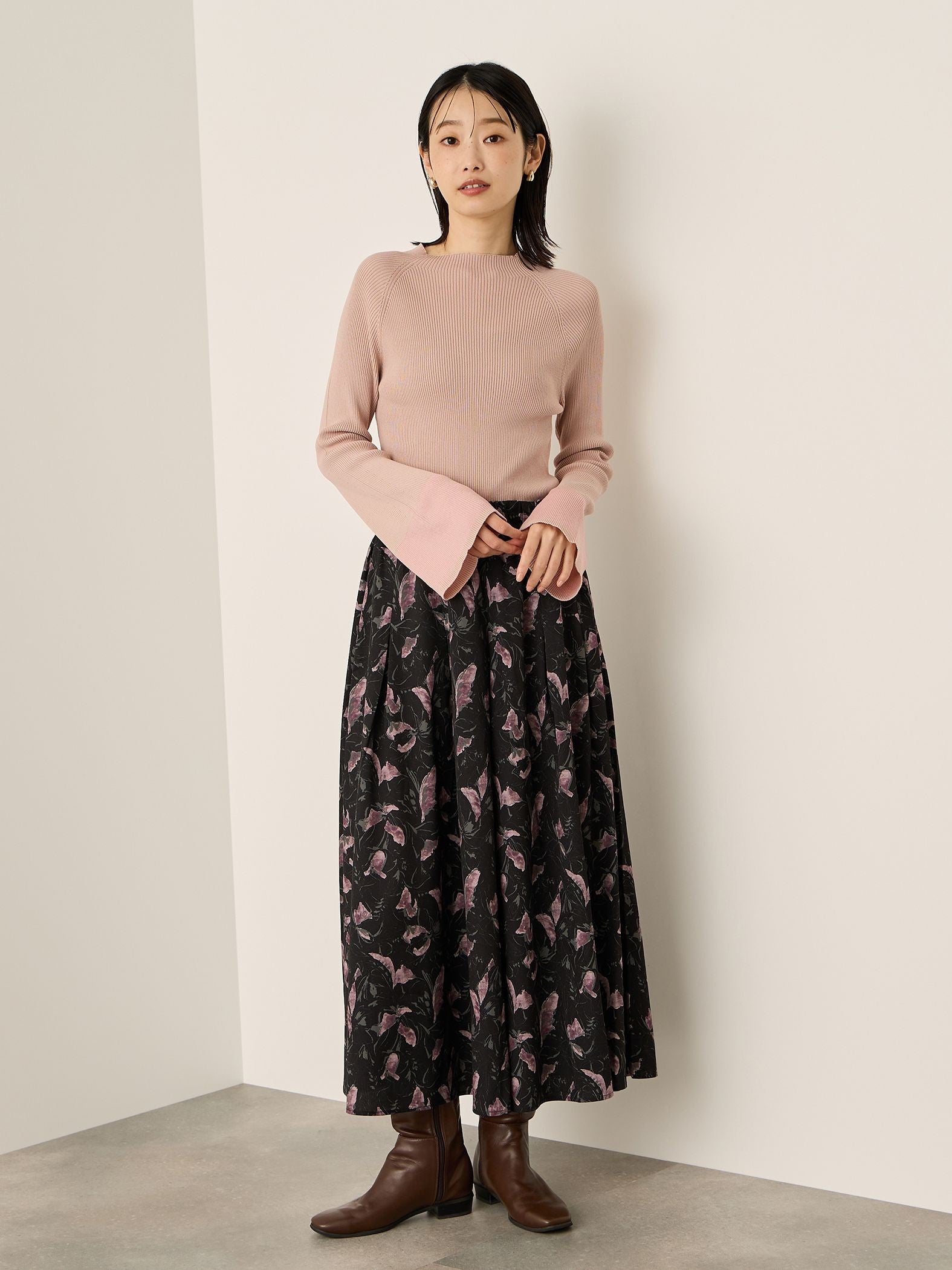 シアースリーブリブニットプルオーバー≪手洗い可能≫