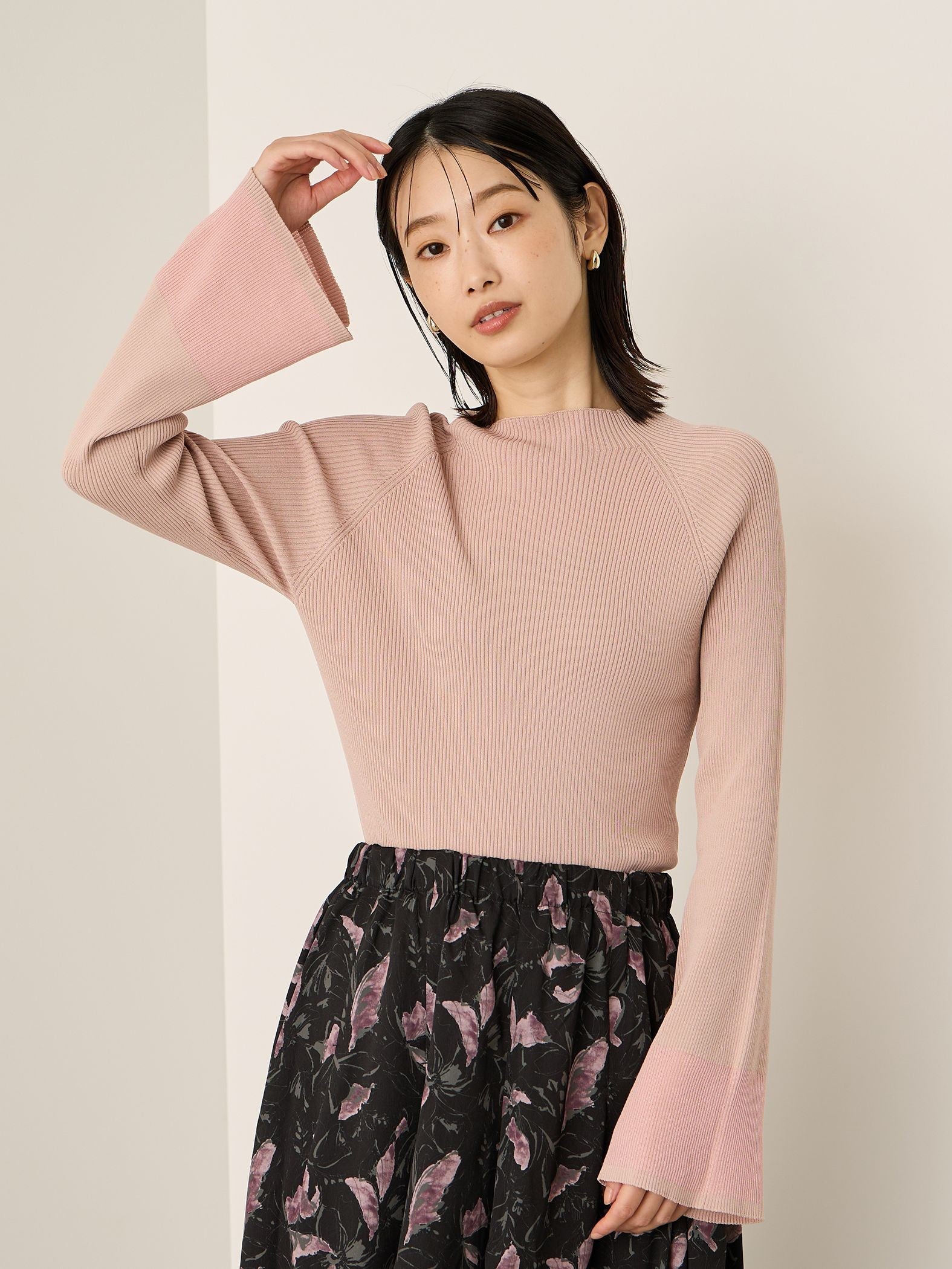 シアースリーブリブニットプルオーバー≪手洗い可能≫