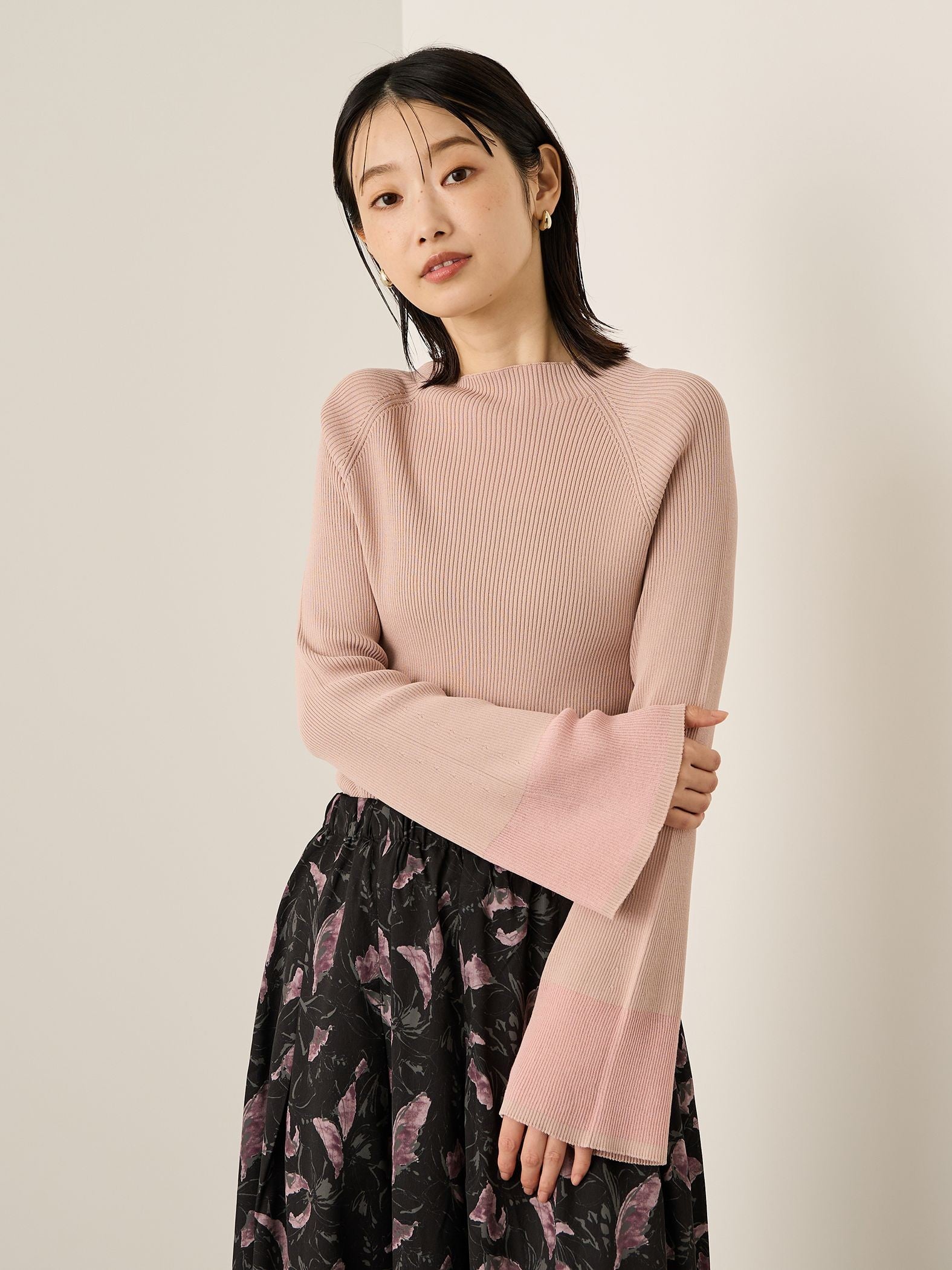 シアースリーブリブニットプルオーバー≪手洗い可能≫