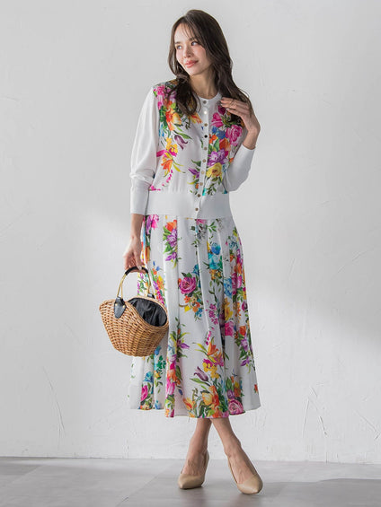 ビッグフラワーブーケカーディガン