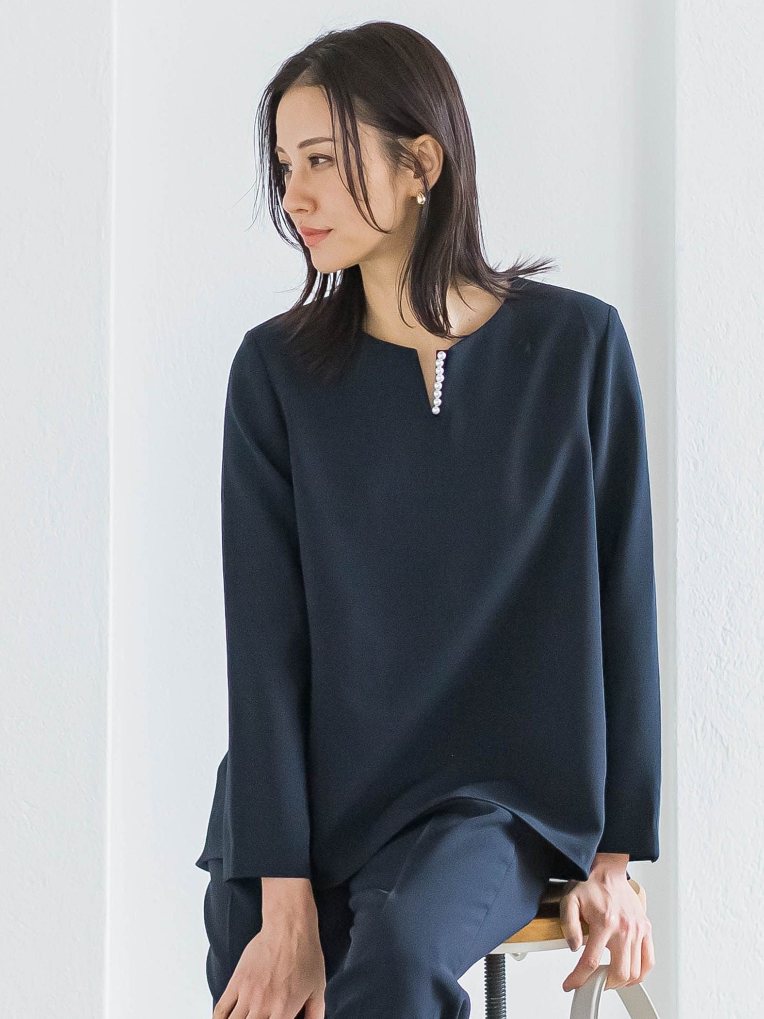 【WEB限定 13号】トリクシオンキーネックブラウス≪セットアップ対応≫