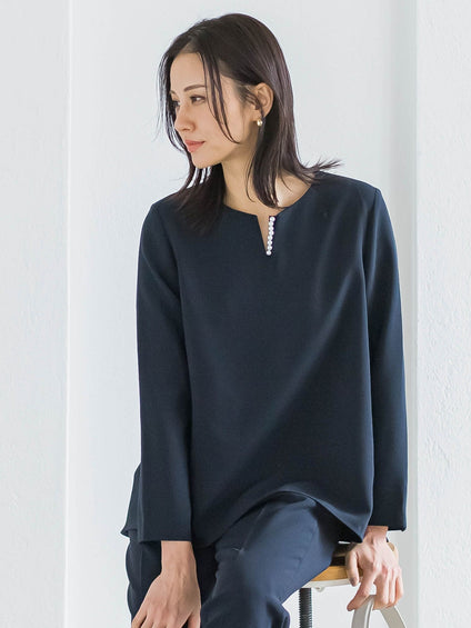 【WEB限定 13号】トリクシオンキーネックブラウス≪セットアップ対応/手洗い可能≫