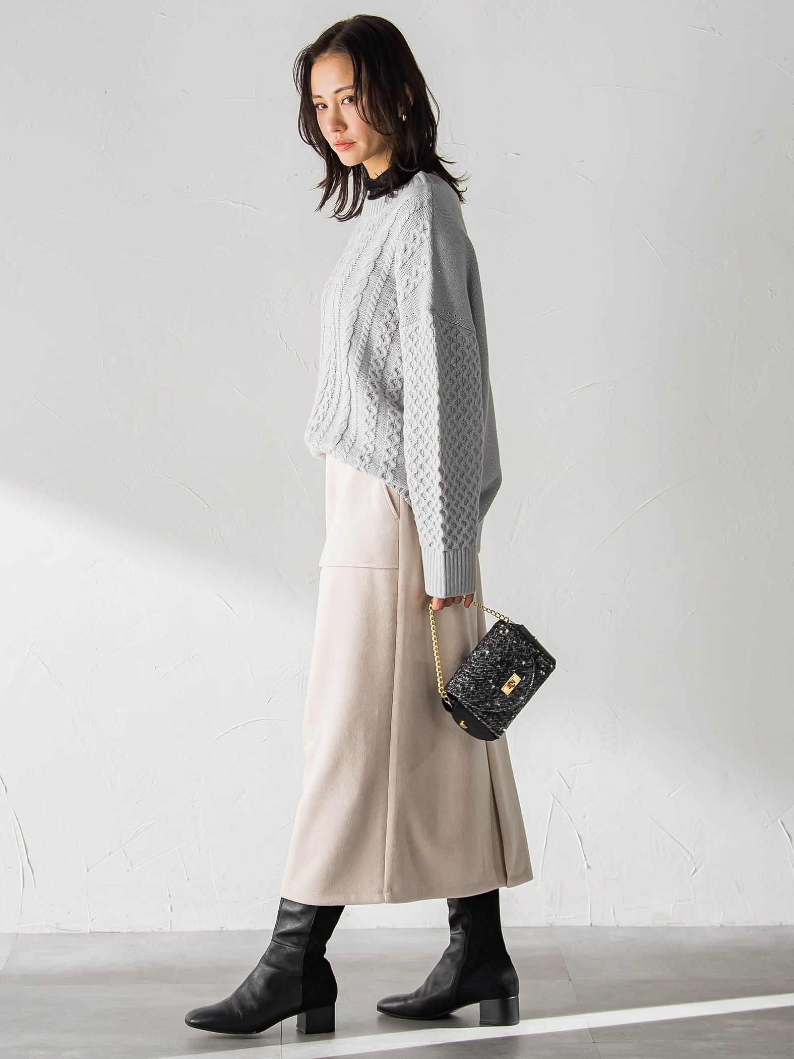 【WEB限定】フェイクスエードナロースカート≪セットアップ対応/洗える≫