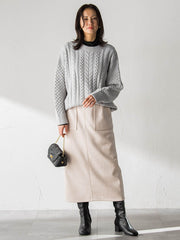 【WEB限定】フェイクスエードナロースカート≪セットアップ対応/洗える≫