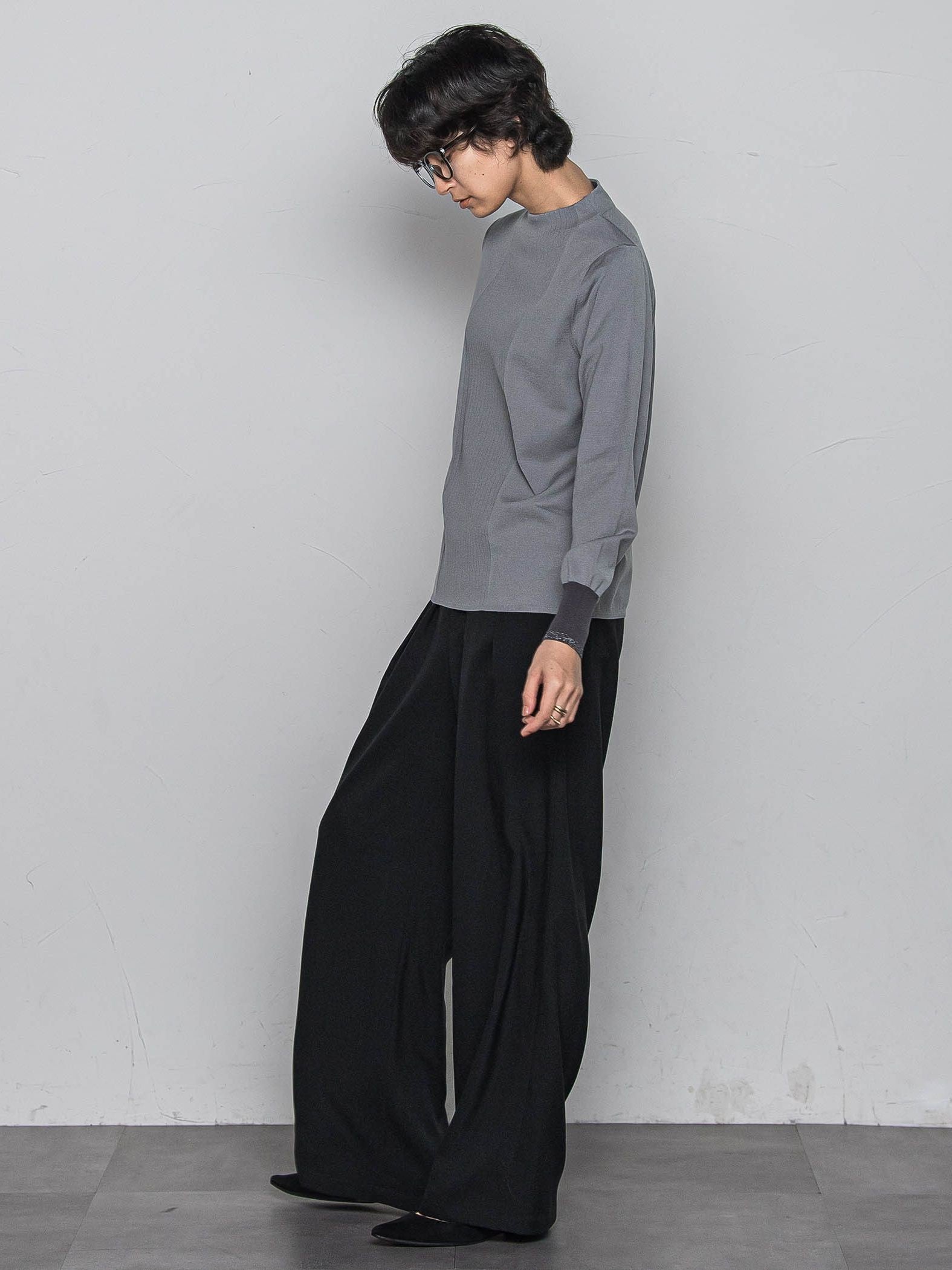 ボトルネック配色ニットプルオーバー≪手洗い可能≫