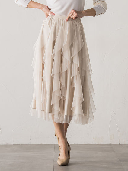 【新色追加】ラッフルチュールスカート