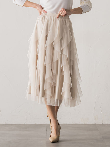 【新色追加】ラッフルチュールスカート