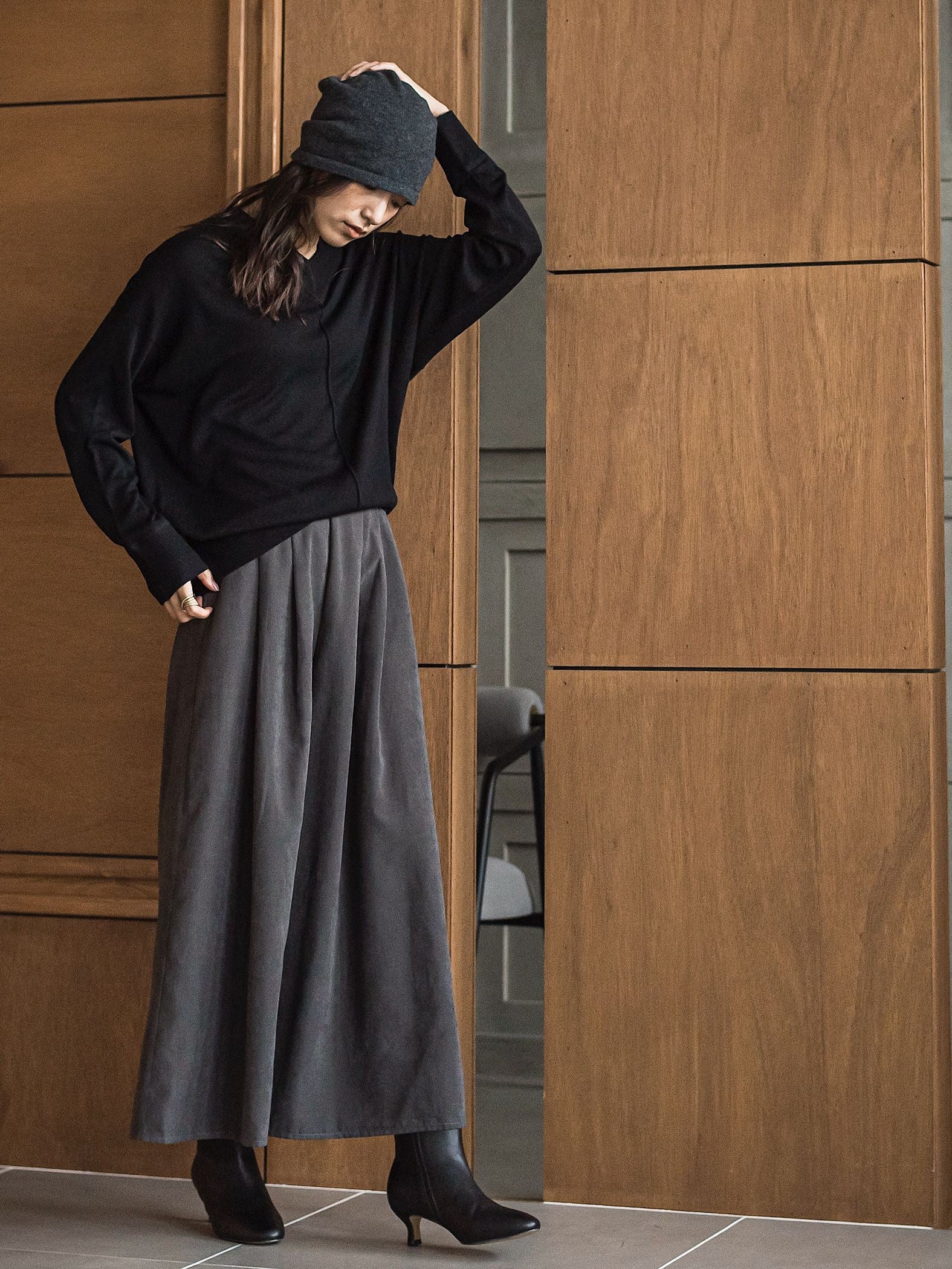 シルクカシミヤVネックコクーンニットプルオーバー≪手洗い可能≫