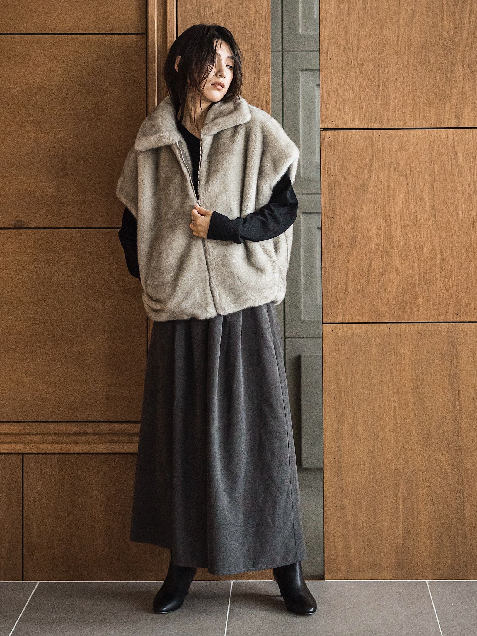 シルクカシミヤVネックコクーンニットプルオーバー≪手洗い可能≫