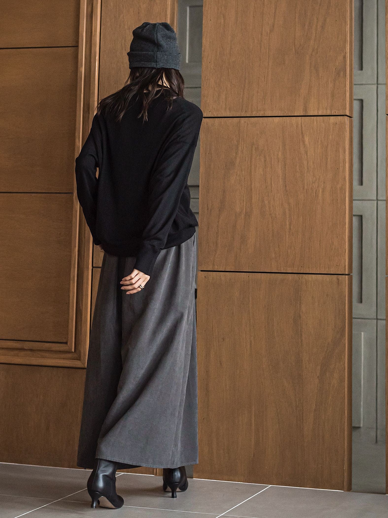 シルクカシミヤVネックコクーンニットプルオーバー≪手洗い可能≫