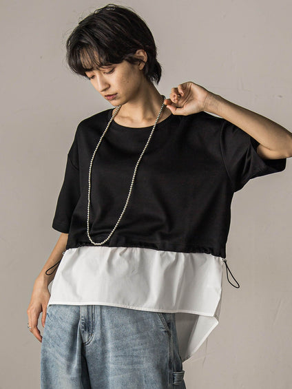 【WEB限定】シャツレイヤード風プルオーバー≪手洗い可能≫