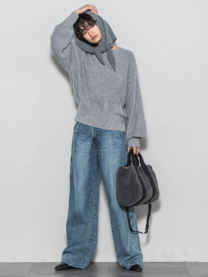 【WEB限定】ラメフェザーニット≪手洗い可能≫