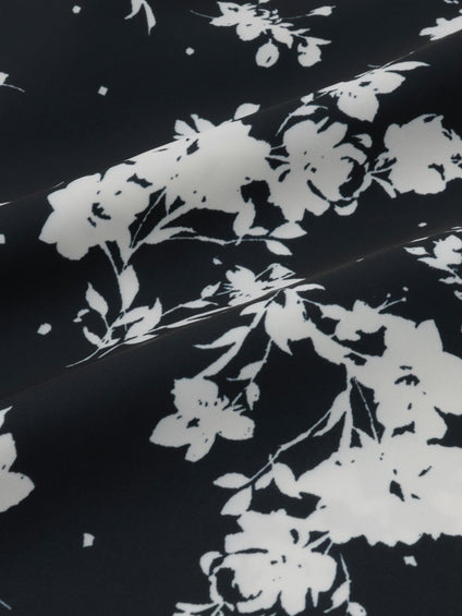 パウダーサテンパネルプリントワイドパンツ