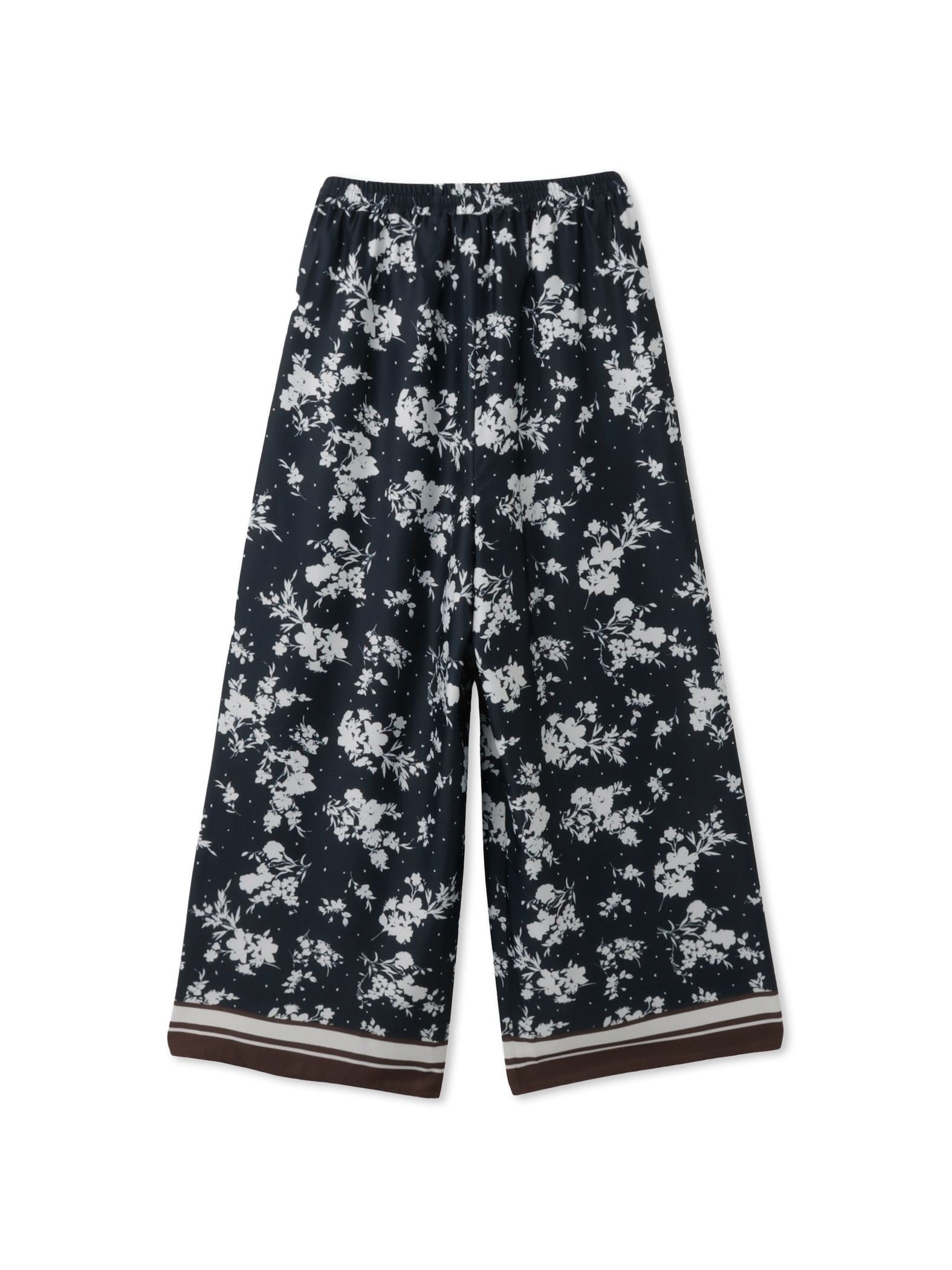 パウダーサテンパネルプリントワイドパンツ