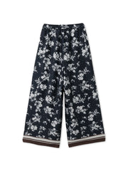 パウダーサテンパネルプリントワイドパンツ