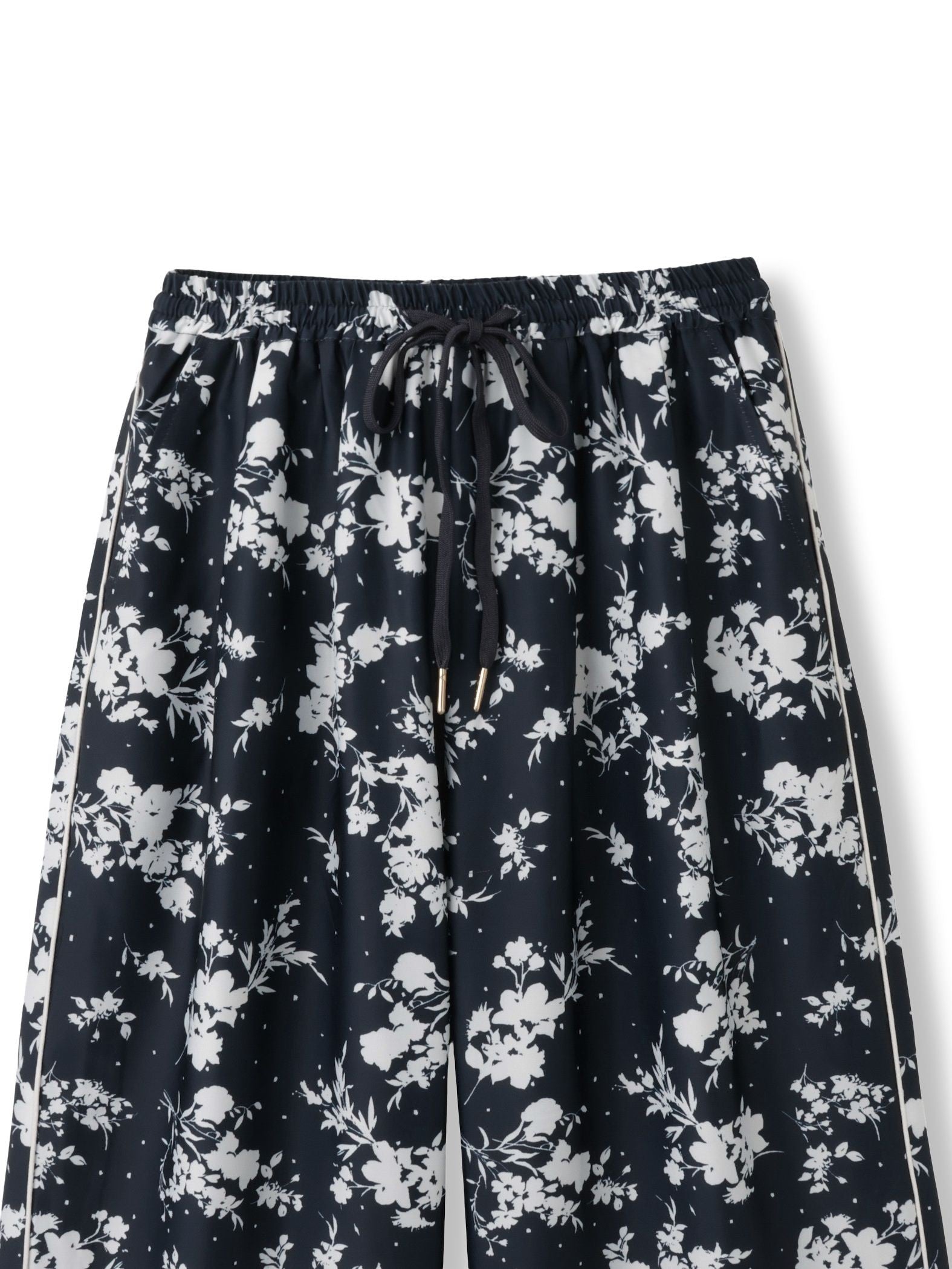 パウダーサテンパネルプリントワイドパンツ