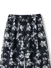 パウダーサテンパネルプリントワイドパンツ