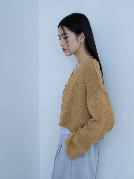 テープヤーンショート丈カーディガン