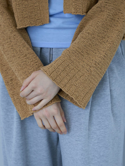 テープヤーンショート丈カーディガン