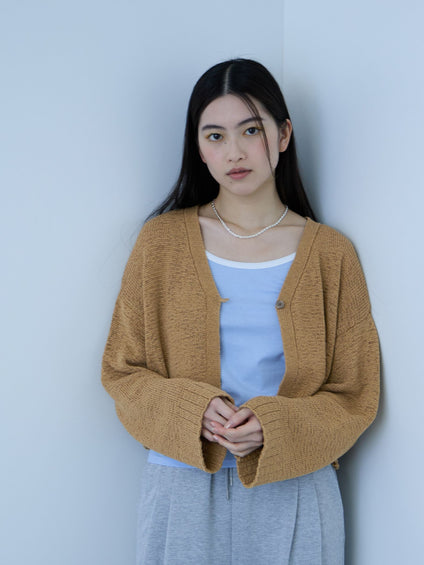 テープヤーンショート丈カーディガン