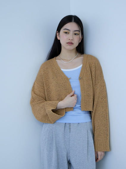 テープヤーンショート丈カーディガン