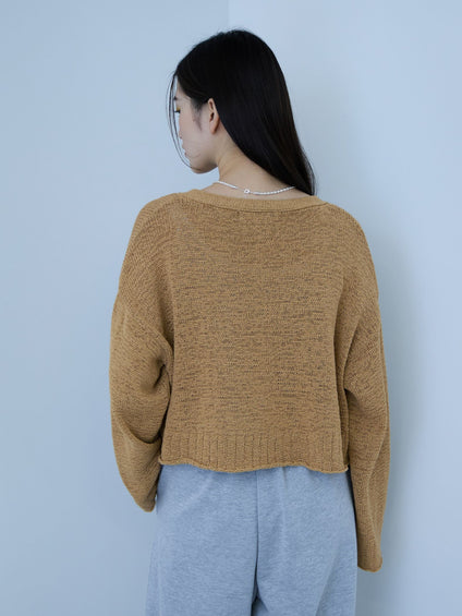 テープヤーンショート丈カーディガン