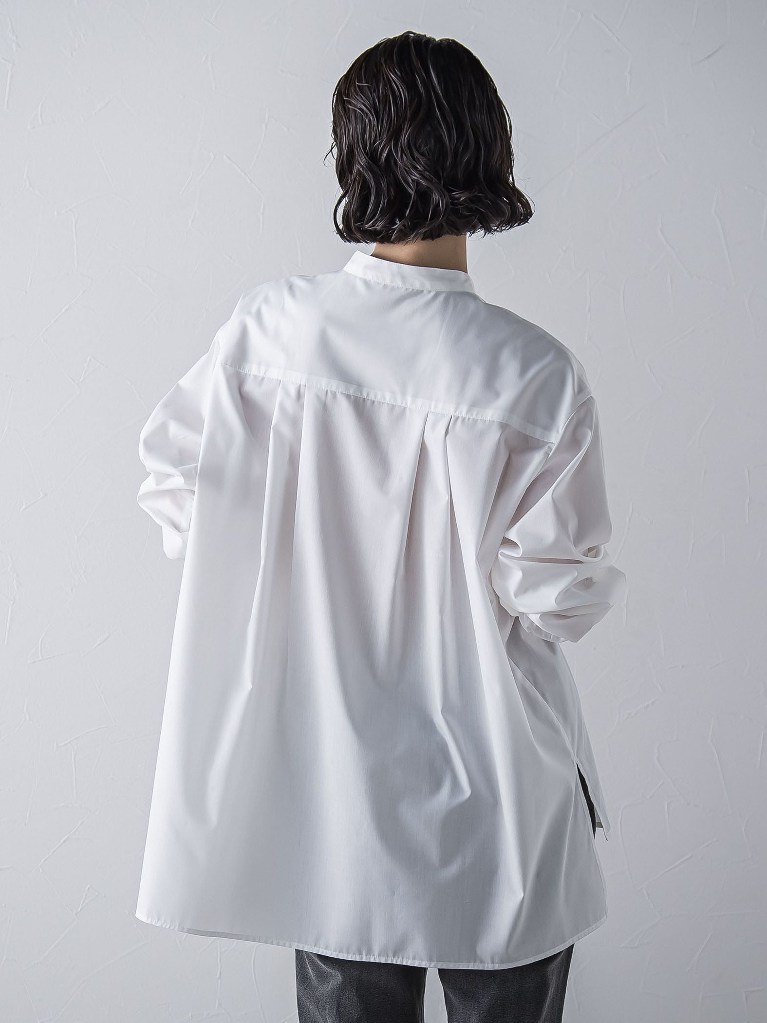 【大きいサイズ】【biyori/極】”こなれ袖がポイント”バンドカラーシャツ