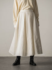 型押しジャガードタックフレアスカート≪手洗い可能≫