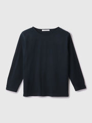 【シーズンレス】袖刺繍コットンプルオーバー