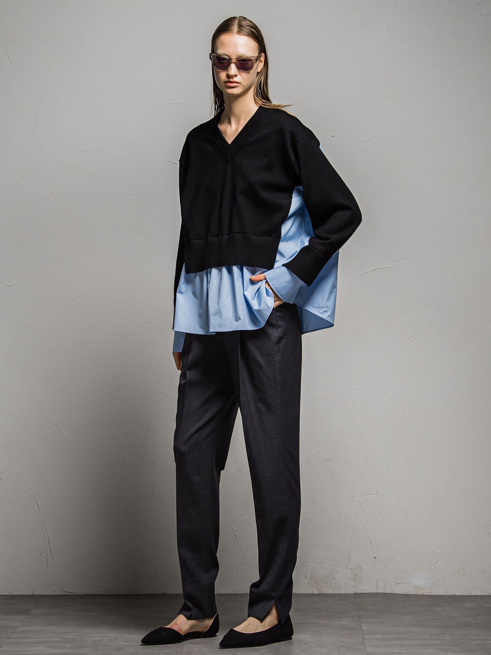 ミュールクルギャバテーパードパンツ