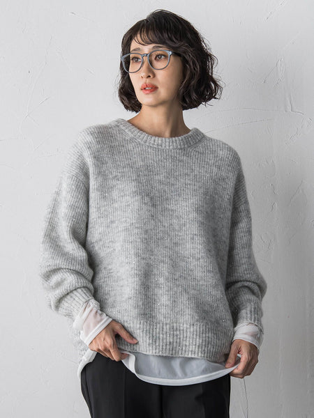 【大きいサイズ】モヘヤスパンコールニット
