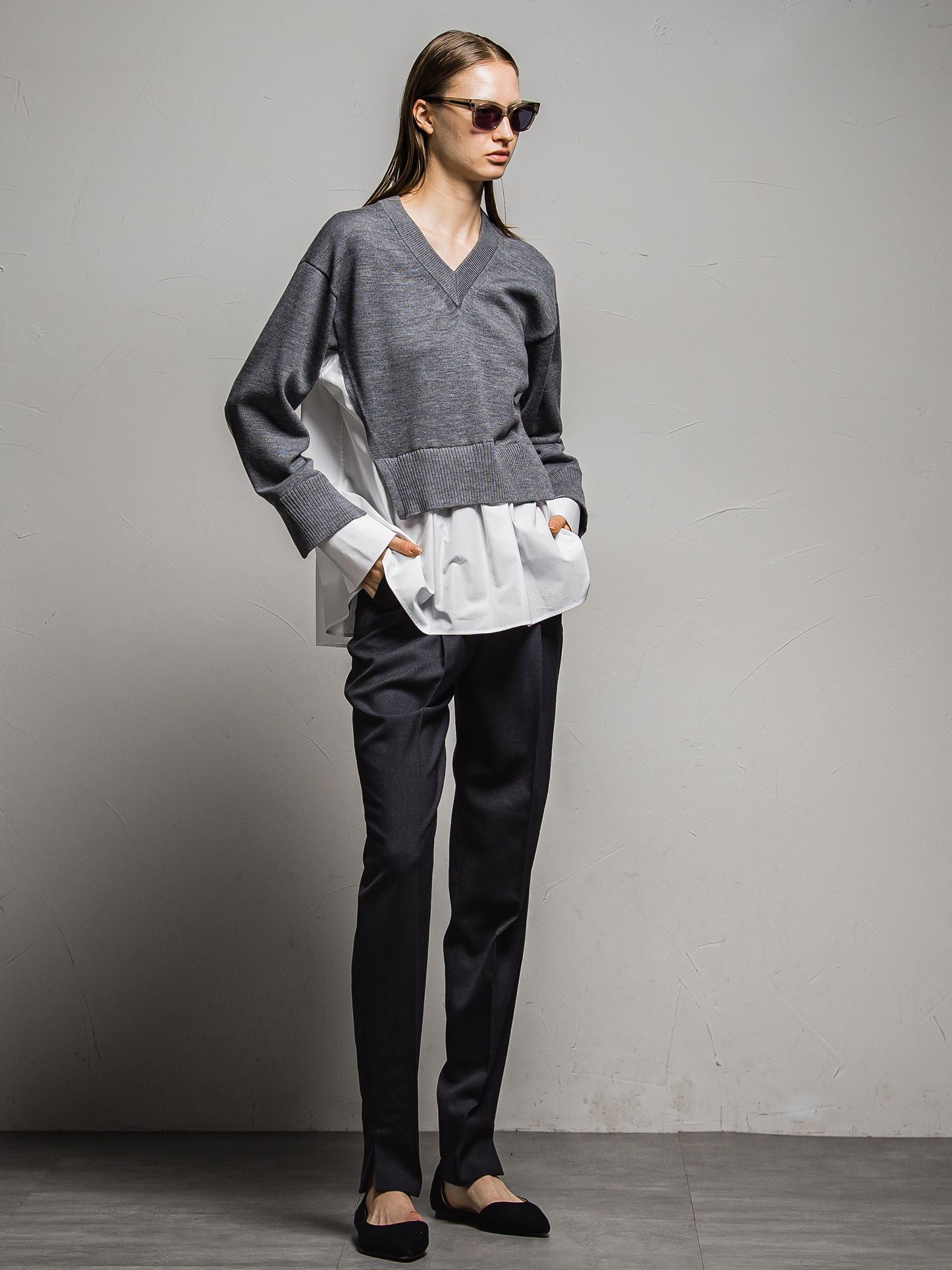 ミュールクルギャバテーパードパンツ