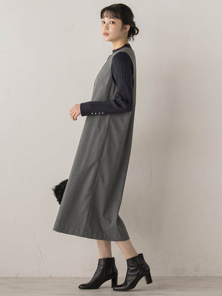 袖ボタンランダムリブニット≪手洗い可能≫