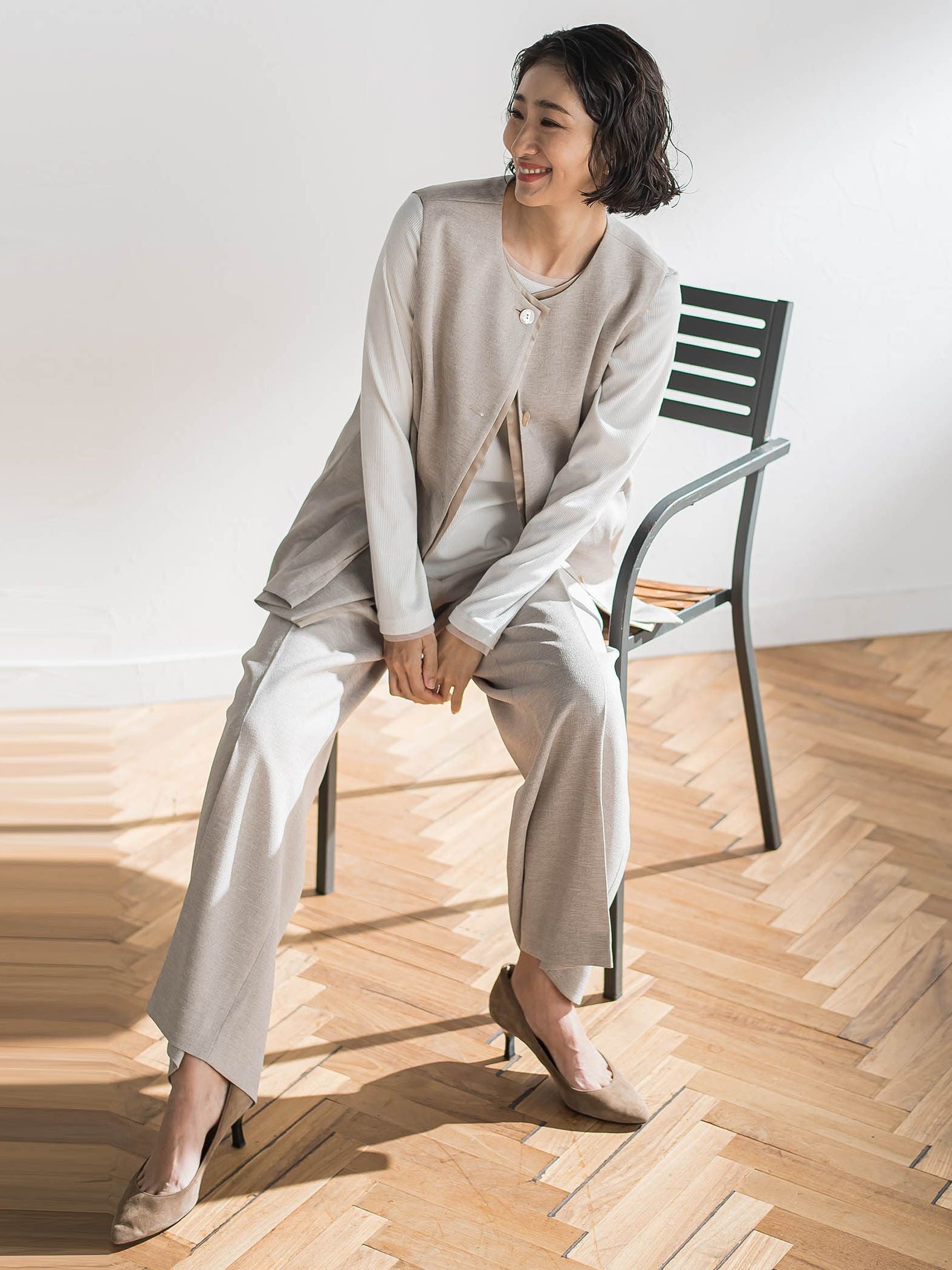 【大きいサイズ】リネンライクオックスパンツ