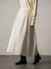 型押しジャガードタックフレアスカート≪手洗い可能≫