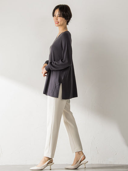 【WEB限定サイズあり】【洗えるニット】ECOCUWOOL Vネックニットプルオーバー≪シワになりにくい≫