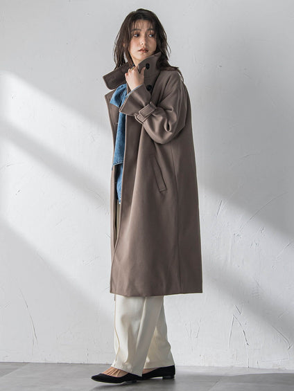 フェイクウールスタンドカラーコート