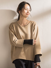 【WEB限定】《暖色美》裏起毛Vネックトップス≪手洗い≫