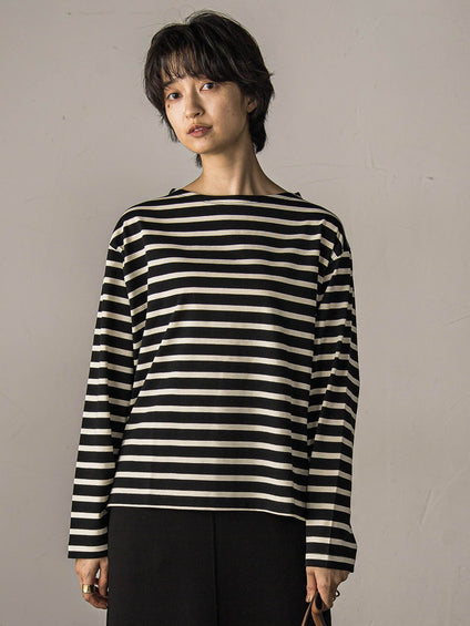 【WEB限定】ボーダーロングTシャツ≪洗濯機で洗える≫