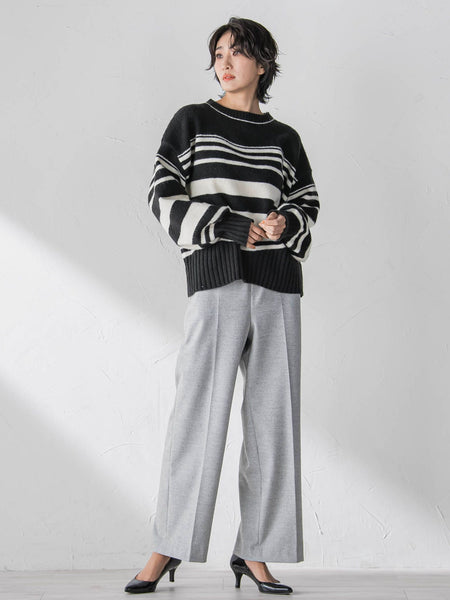 【大きいサイズ】両面起毛ワイドパンツ