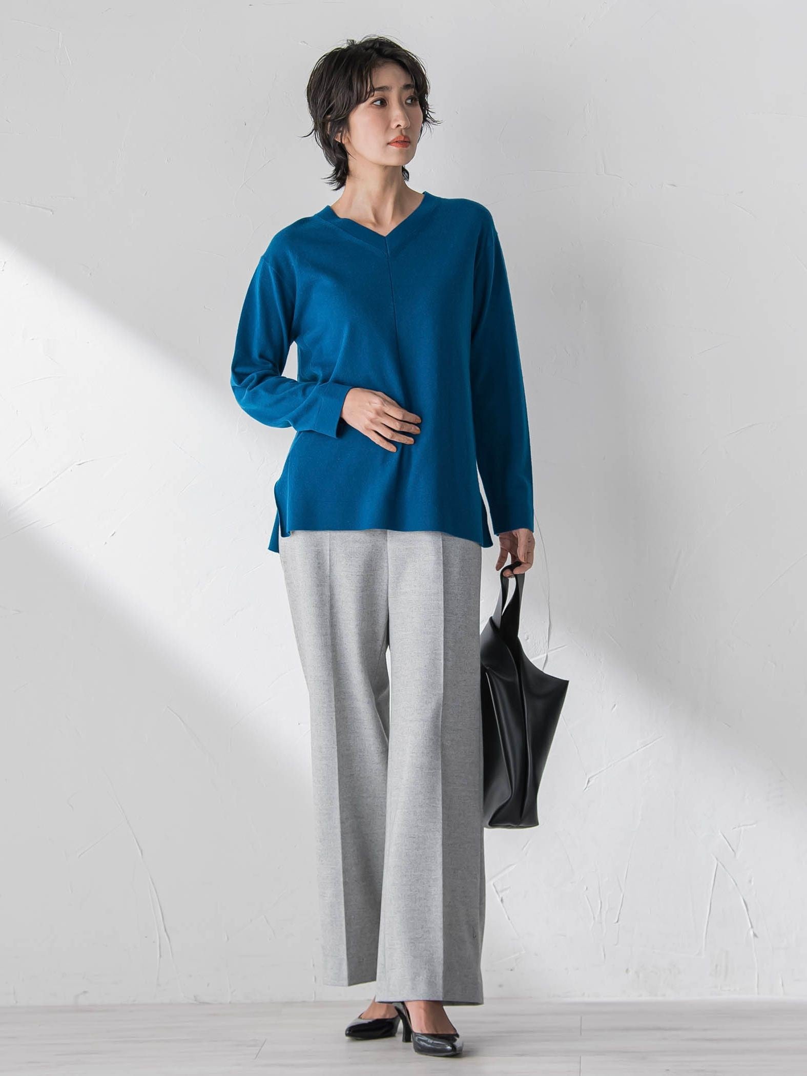 【大きいサイズ】両面起毛ワイドパンツ