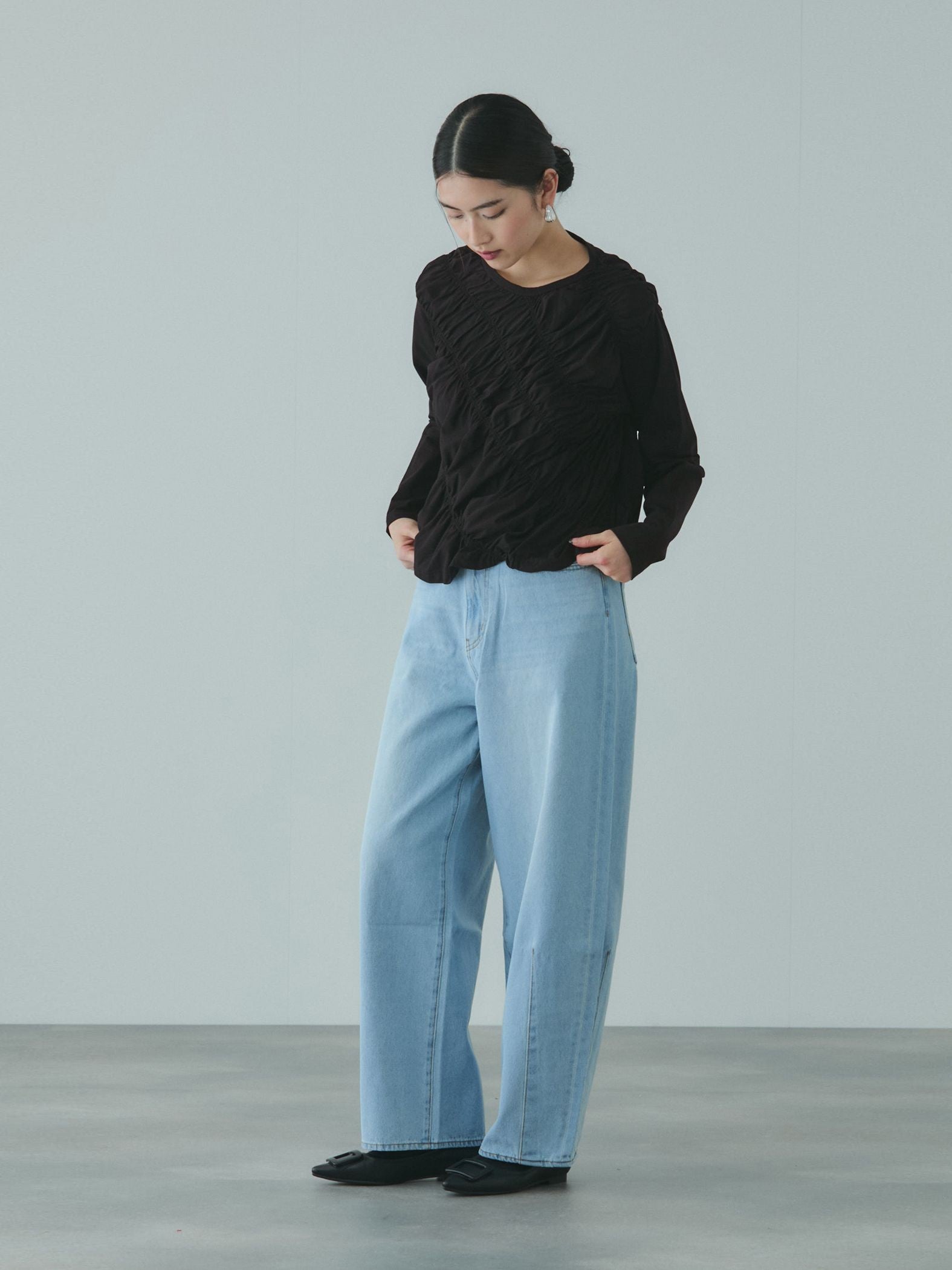 ギャザーラインフロントカットソー≪洗濯機で洗える≫