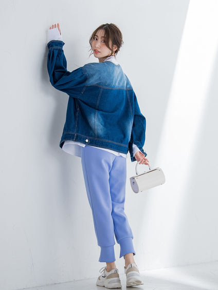 【ビッキー定番/ロングシーズン大活躍の多機能素材/L号サイズ登場！】裾スリットジョガーパンツ《洗濯機で洗える》