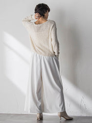 ファンシーヤーンボートネックニットプルオーバー≪手洗い可能≫