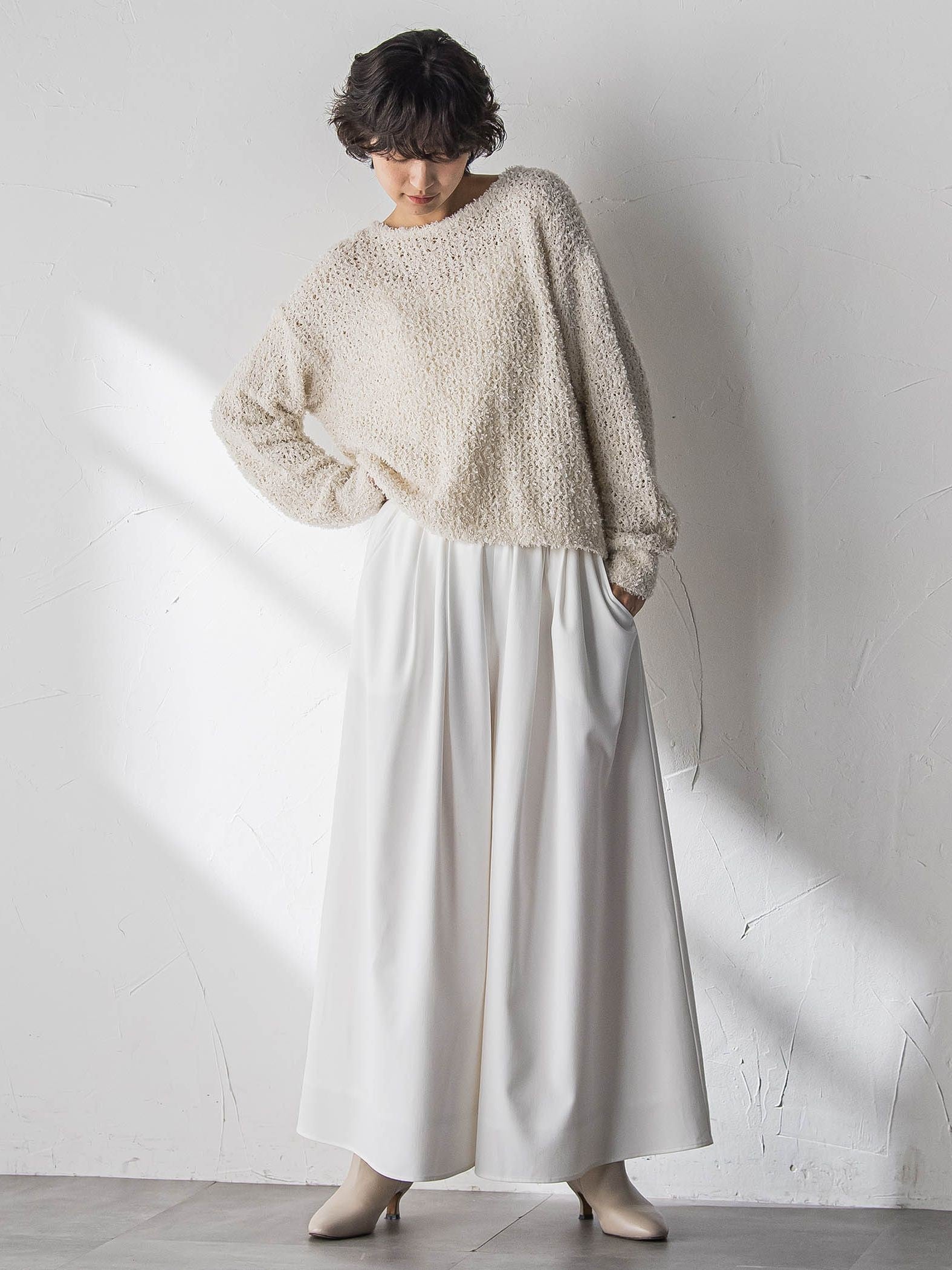 ファンシーヤーンボートネックニットプルオーバー≪手洗い可能≫