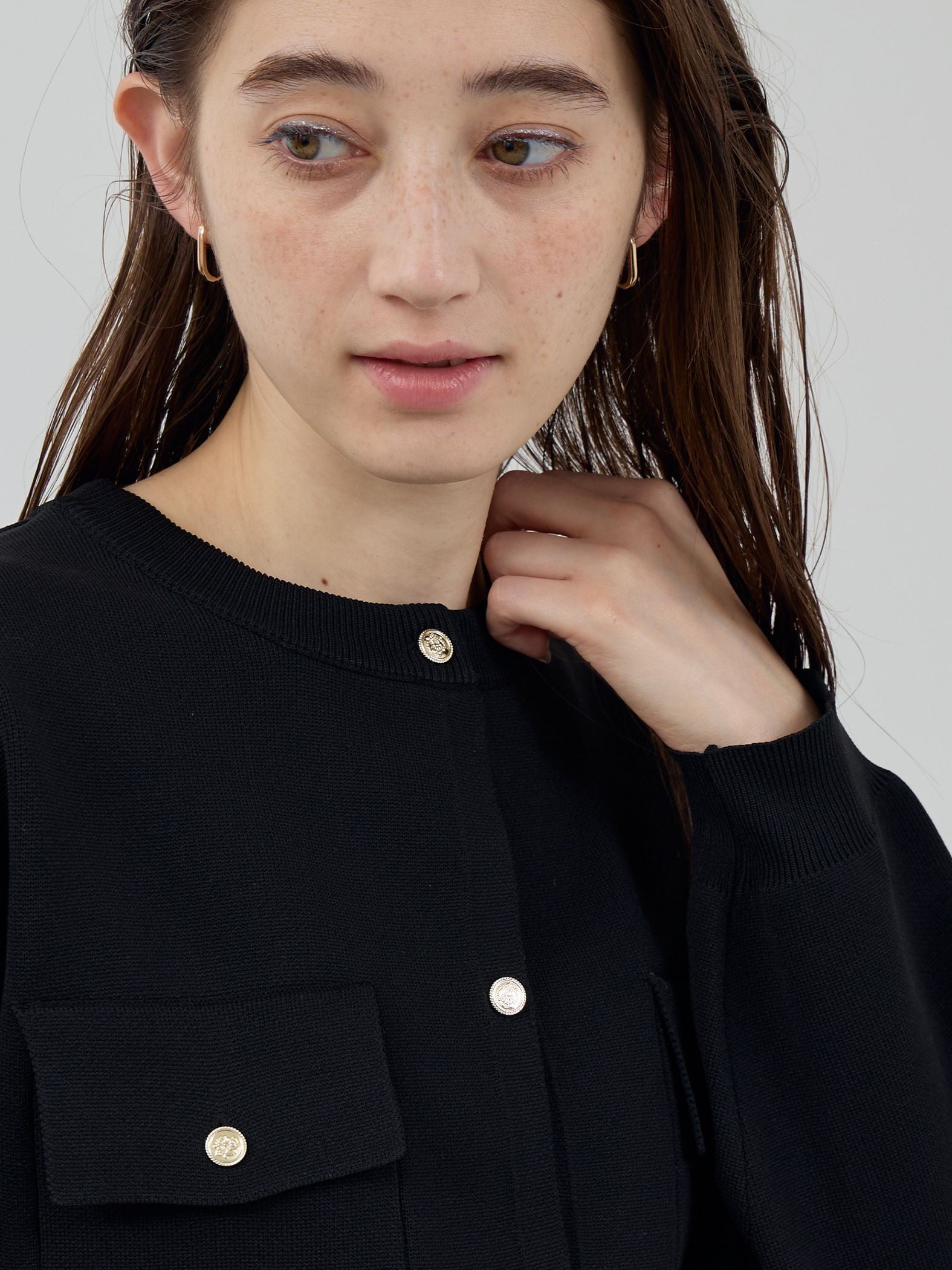 ポケットデザインニットカーディガン≪洗濯機で洗える≫