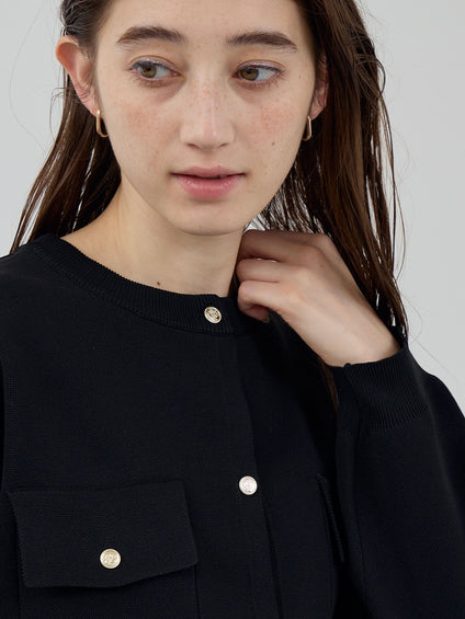 ポケットデザインニットカーディガン≪洗濯機で洗える≫