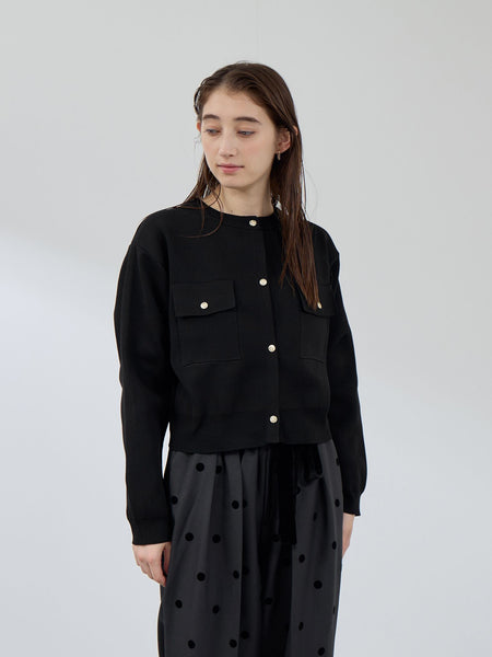 ポケットデザインニットカーディガン≪洗濯機で洗える≫