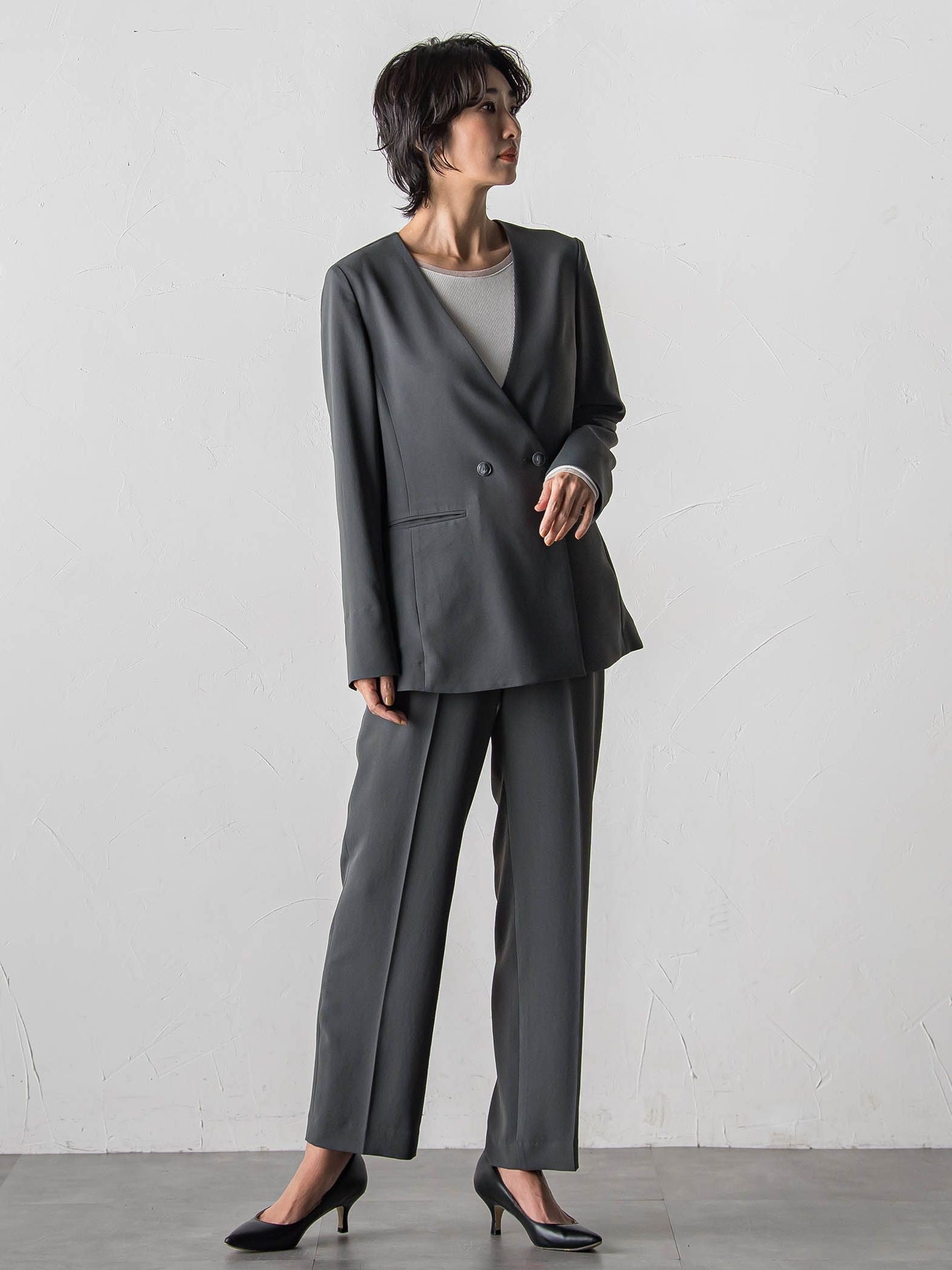 ハイストレッチカルゼストレートパンツ