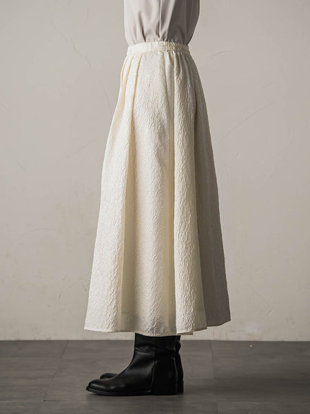 型押しジャガードタックフレアスカート≪手洗い可能≫